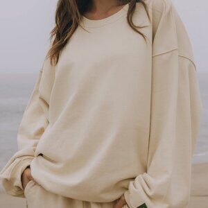 Daily Drills Sand Sweatshirt with Heart Embroidery